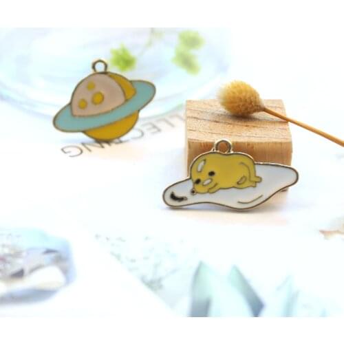 10pcs Lazy Egg Poached Egg Enamel Charms Pendants Omelette Egg Yolk Alloy Pendants DIY Earrings Bracelet Jewelry Accessory FX454