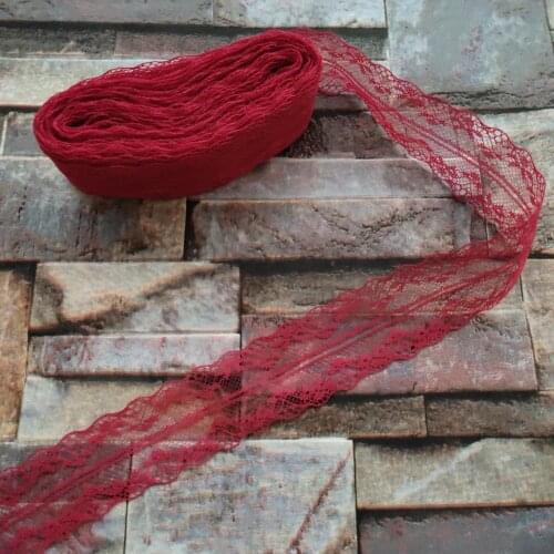 10 yards 35 mm width Wine Red bilateral lace ribbon For Sewing Decoration DIY jewelry decoration Clothing Accessories