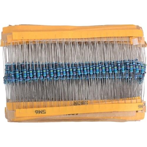 1280pcs 64 Different Values Electrical Metal Resistor 1 Ohm - 10M Ohm 1/4W Metal Film Resistors Assortment Kit