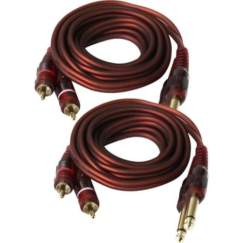 2 Pcs RCA Cable, 2 x 6.35mm to 2-Male RCA Adapter Cable (5ft) Auxiliary Audio Aux Cord for Car/Home Stereo Speaker & More
