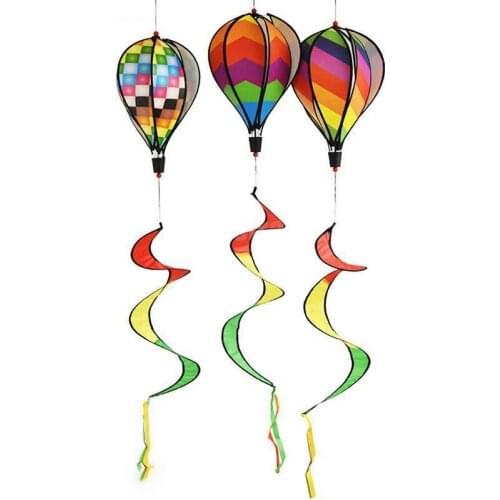 3PCS Balloon Wind Spinner Striped Checkered Windsock Balloon Yard Decor Spiral Balloon Windmill
