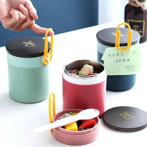450ML Leakproof Lunchbox Single Wall Stainless Steel Food Thermos For Kids Thermos Lunch Box Food Soup Containers U3