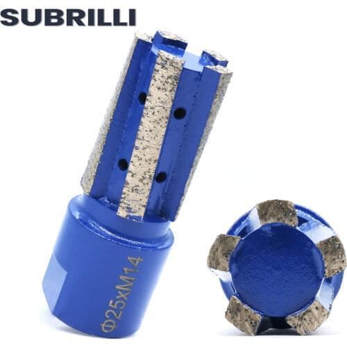 SUBRILLI 25mm 1 inch Diamond Finger Bits 5 Segments Sintered Drill Bits For Sink Hole Cutting Slab Edge Grinding Stone Marble Gr