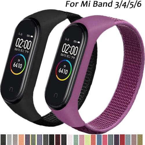 Bracelet for mi band 5 6 Strap Nylon loop smart watch Belt pulsera correa Miband 5 Wristband for xiaomi Mi band 4 3 strap