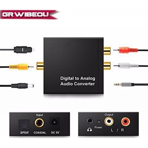 3.5MM Jack Digital to Analog Audio Converter Decoder Optical Fiber Coaxial Signal to Analog Stereo Audio Adapter To RCA With AUX