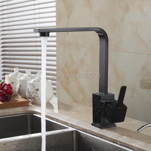 GIZERO Elegant 360 Rotation Black Kitchen Faucet Hot and Cold Water Basin Mixer Brass Tap Vessel Vanity Sink Lavatory ZR349