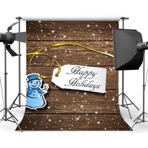 Photography Backdrop Christmas Snowman Shining Star Vintage Wood Floor Xmas Backdrops Seamless Happy New Year Background