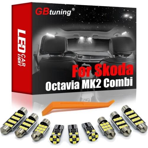 GBtuning Canbus LED Interior Light Kit 18PCS For Skoda Octavia 2 MK2 MKII 1Z5 Combi Estate Wagon 2005-2012 Car Ceiling Dome Lamp
