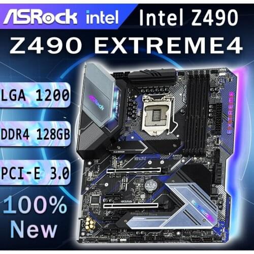 LGA 1200 ASRock Z490 Extreme4 Gaming Motherboard DDR4 128GB PCI-E 3.0 Intel 10th-Gen Intel CPU OC Intel Z490 Placa-mãe 1200 New
