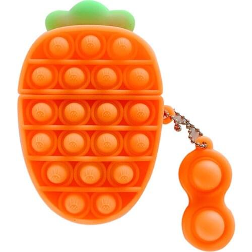 Stress Relive Toys Small Carrot Shaped Push Bubble Toys Board Games for Girls Adult airpods1/2 Earphone Box