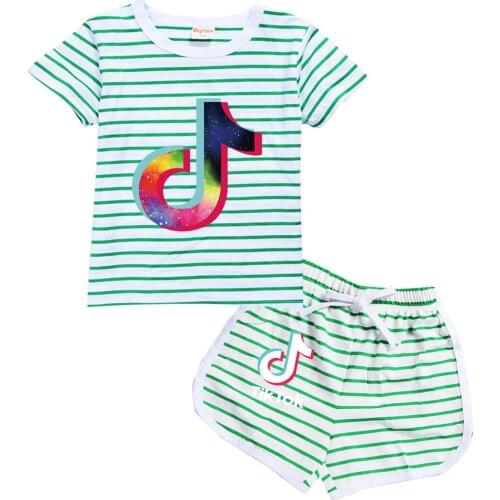 TIK TOK Girls Clothing Set Fashion Summer Clothes Kids Suit Cartoon Toddler Girl Clothing Short Sleeve Children 2pcs