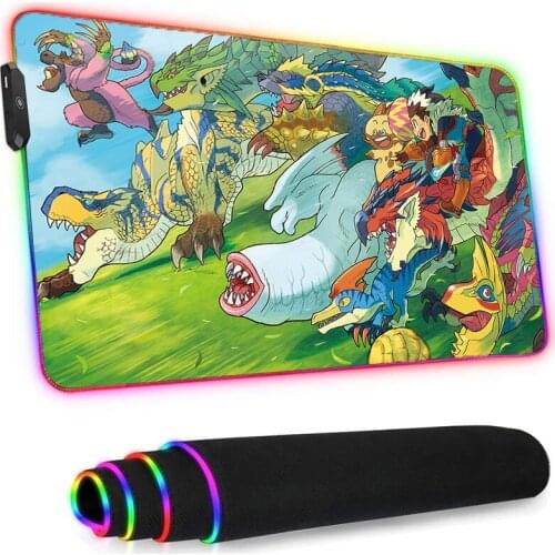Monster Hunter Mouse Pad Rgb Anime Rug Valorant Laptops CuteGenshin Impact Gaming Accessories PcGamer Keyboard Wrist Rest Stitch