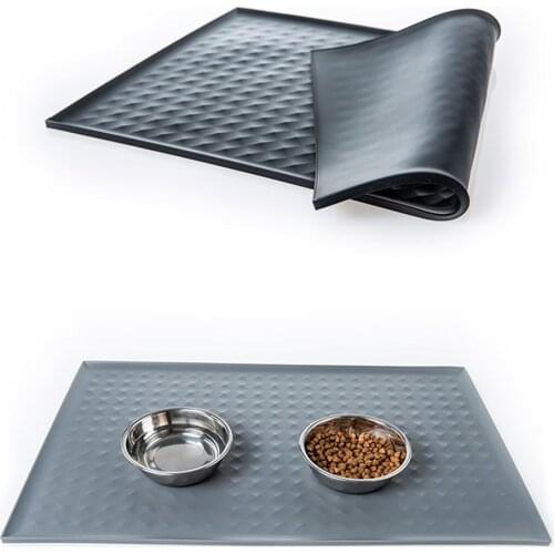 Pet Food Mat Pet Placemat For Puppy Pet Bowl Pad Dogs and Cats Waterproof Feeding Mat Prevent Food and Water Overflow Silicone