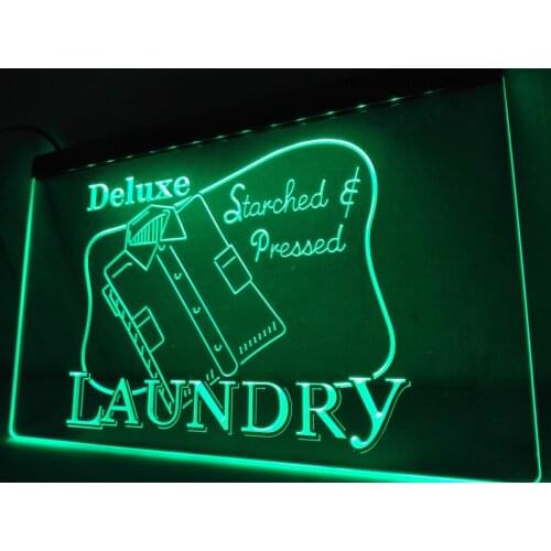 LK935- Laundry Dry Clean Starched & Pressed Light Sign home decor crafts