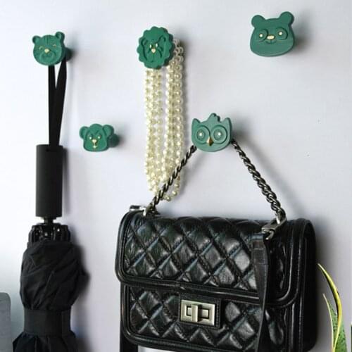 Cute Animal Decoration Coat Hook Key Holders Resin Lion Hanger Wall Shelves Cute Room Decor Rotating Hooks Storage Organizer