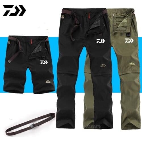 Daiwa Mens Outdoor Sports Fishing Quick Drying Pants Two Detachable Breathable Summer Thin Fishing Mountaineering Pants