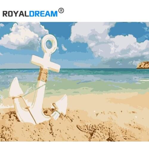 ROYALDREAM Beach Flag DIY Painting By Numbers Canvas Painitng Home Wall Art Picture Coloring By Numbers For Home Decor