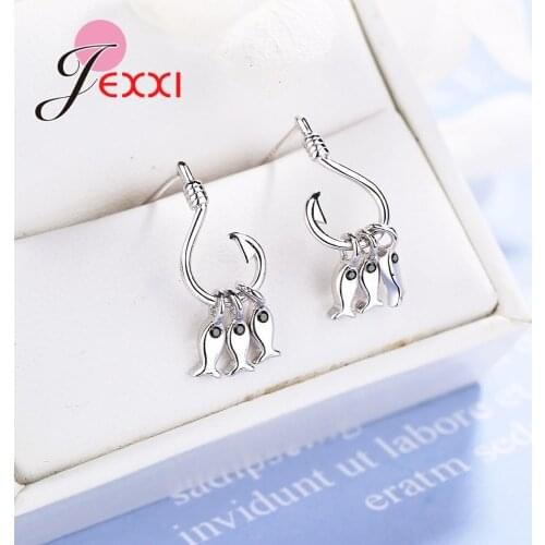 LATEST NEW Top Quality Fish Shaped 925 Sterling Silver Dangle Hook Earrings for Girls Birthday Gifts Brincos Pierced Jewelry
