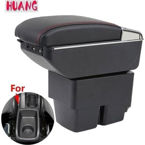 For Ford Fiesta Armrest box Interior Parts special Retrofit parts Car Armrest Center Storage box with USB LED light