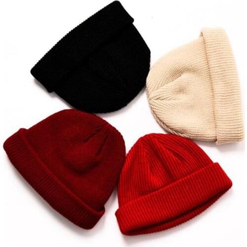 Simple Casual Beanies for Men Women Fashion Winter Warm Knitted Wool Hat Solid Color Hip-hop Melon Hat Bonnet Unisex Caps