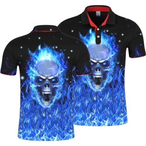 Polo Shirts Mens 3D Full Printing Skull Pattern Tops Unisex Summer Plus Size Short Sleeve Hip Hop Slim Fit Casual Coat DropShip