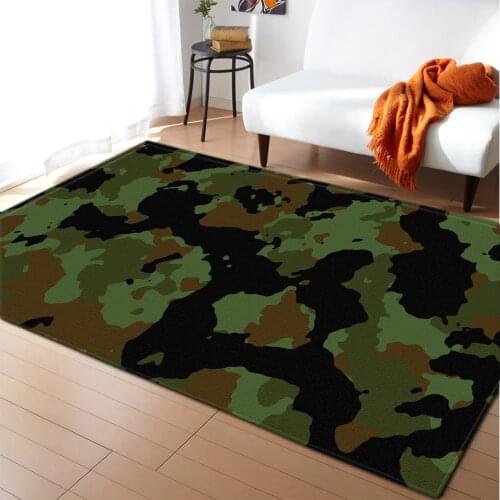 3D Living Room Carpets Camouflage Rugs for Bed Room Boys Chlidren Play Mat Flannel Anti-slip Bathroom Kitchen Floor Area Rug