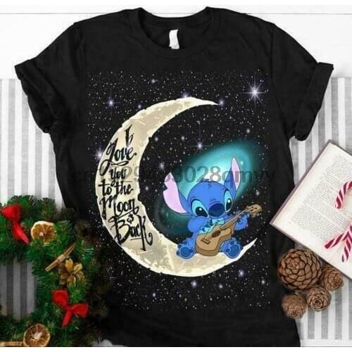 Stitch I Love You To The Moon And Back Ladies Shirt Stitch Gift Printed in US