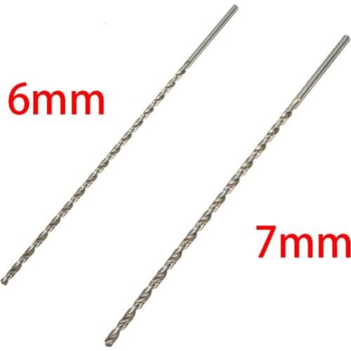 HSS Auger Twist Drill Bit Set 6/7mm Diameter 350mm Extra Long Straight Shank Drill Bits for Electric Drills