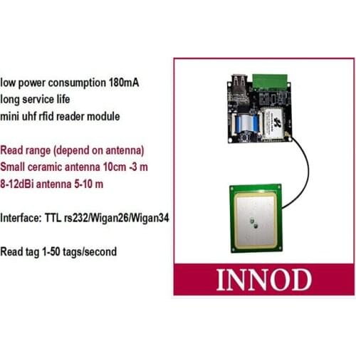 Uhf rfid reader embedded antenna small usb rs232 connector