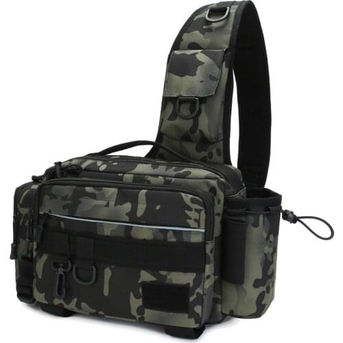 Outdoor Backpack Camouflage Tactical Water bottle Chest Bag Multifunctional Riding Sports Crossbody Large Capacity Fishing Bag