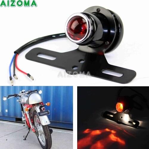Custom Vintage Taillights w/License Plate Bracket 21w Lucas Brake Tail Light For Harley Triumph Cafe Racer Choppers R80ST CX350