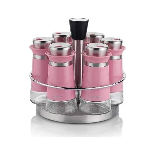 Schafer Kitchenhouse Rotating Spice Set - 7 Pieces - Pink