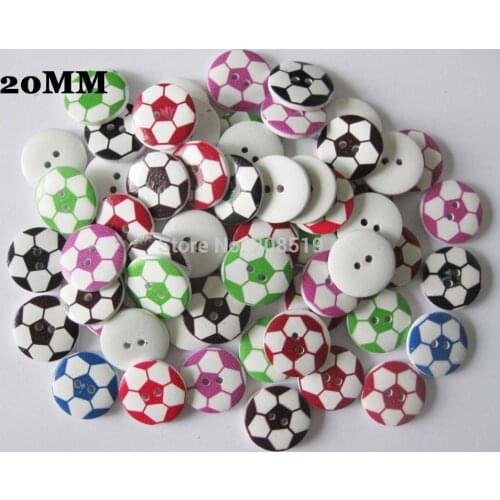 WB0241 20mm round buttons printed 100pcs randomly Football buttons for children garment Scrapbooking craft buttons mixed
