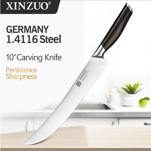 XINZUO Brand 10'' inch Slicing Knife German 1.4116 Steel Kitchen Knives Blade 56-58 HRC Cooking Accessory Tools Ebony Handle