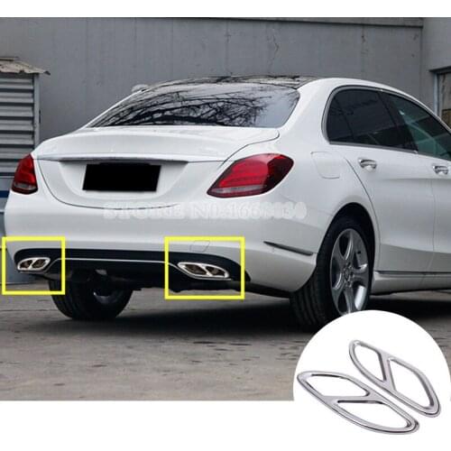 Rear Exhaust Muffler Tail Pipe Cover Trim 2pcs For Benz C Class W205 S205 2014-2020 Car accesories interior Car decoration
