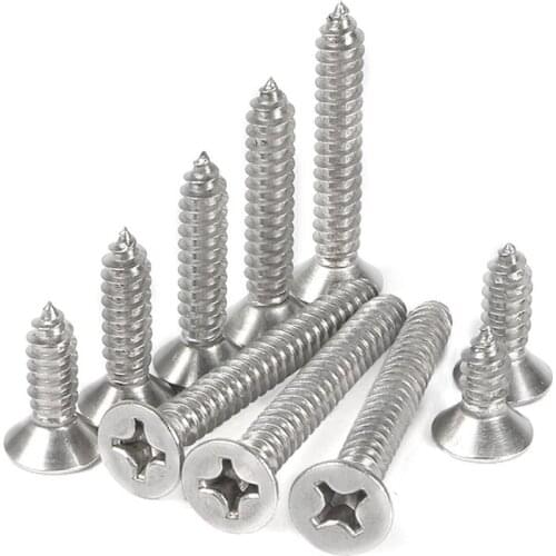 100pcs M2 x6mm/8mm/12mm/16mm Alloy Steel Phillips Screws Countersunk Flat Head Self Tapping Screw Bolts