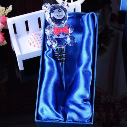 100pcs Crystal Bear Wine Plugs Wine Bottle Stopper Cork Beverage Closures Champagne Stoppers with Gift Boxes Bar Accessories