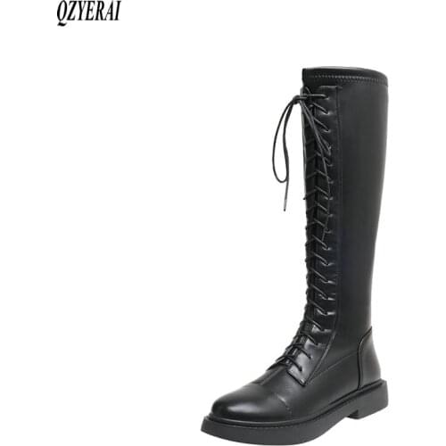2021Knee high boots Genuine leather Women boots Warm winter fashion Motorcycle boots Knight boots snow boots Women shoes