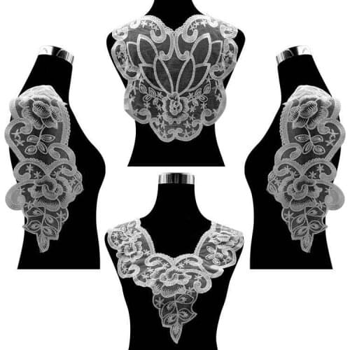 4PCS/Set Luxury White Venise Embroidered Mesh Guipure Lace Fabric Wedding Dress Applique DIY Garment Sewing Scrapbooking Decor