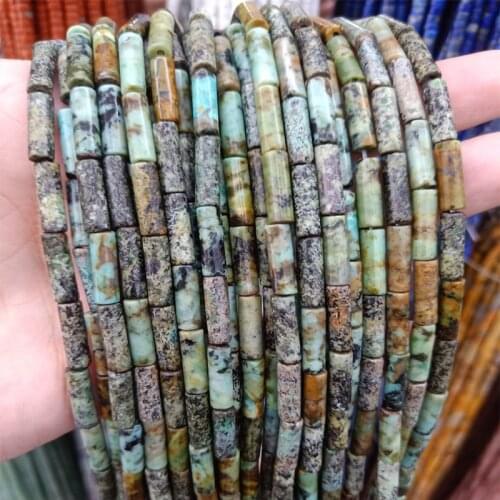 4x13mm Tube/Rectangle Shape Natural African Turquoises Stone Beads DIY Loose Spacer Bead For Bracelet Necklace Making 15
