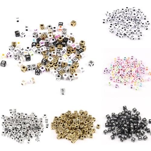 5mm Mixed Square Letter Acrylic Alphabet Cube Loose Spacer Beads For Jewelry Making Diy Handmade Bracelet Necklace Accessories
