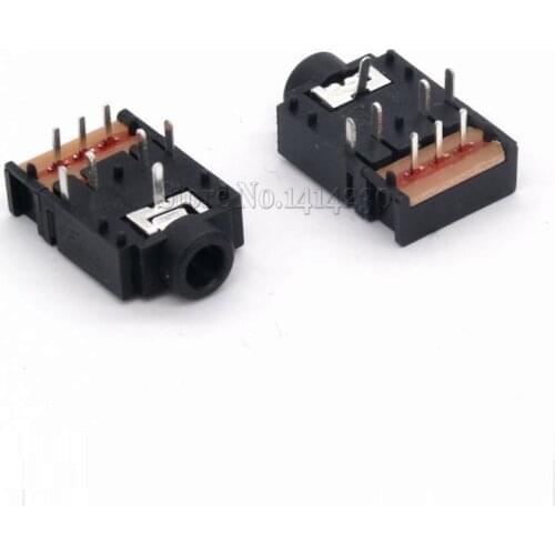 5Pcs/lot PJ-307 3.5mm Stereo Audio Jack Socket 3.5 Dual Track Headphone Connector 8Pins with switch PJ307