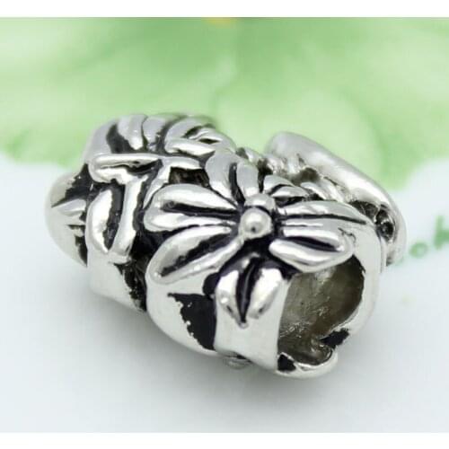 Free shipping Vintage coconut grove plant charm beads fit Pandora Bracelet Womens Holiday Gifts