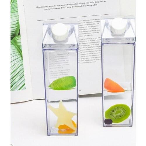 0.5L Water Bottle Drinkware Shaker Sports Square Milk Water Bottle Bpa Free Waterbottle Transparent Reusable Water Jug Bottles