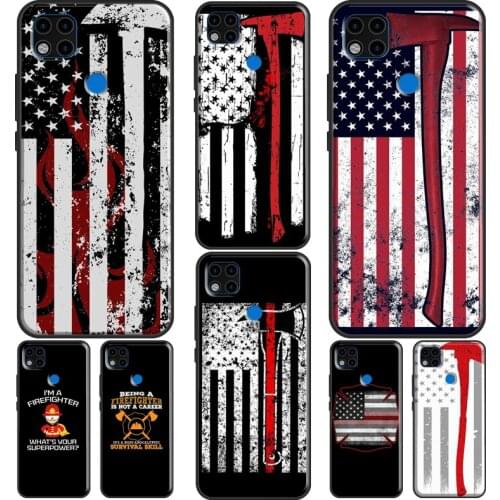 Patriotic Firefighter Red Line Fireman Axe For Xiaomi Redmi Note 9 Pro 7 8 8T 9S Note 10 Pro Phone Case For Redmi 9 9A 9C 9T 8A