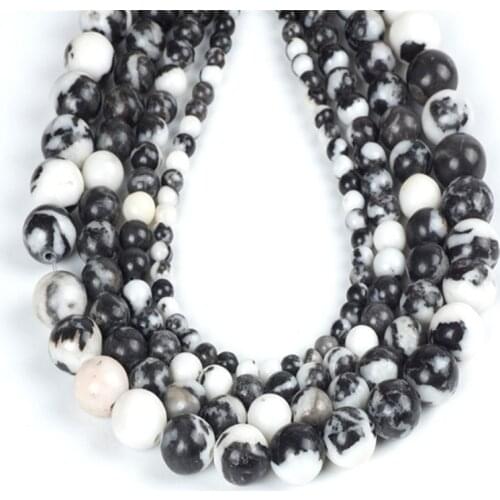 Black White ZebraSmooth Round Loose Spacer Bead for Jewelry DIY Making Bracelet Earrings Accessories