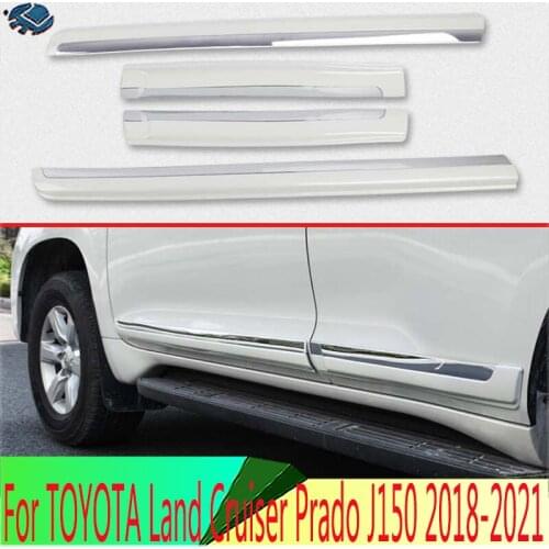 For TOYOTA Land Cruiser Prado J150 2018 2019 Decorate Accessories ABS Chrome Pearl white Side Door Line Garnish Body Trim