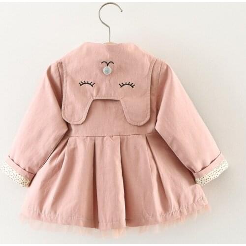 Spring Autumn Baby Girls Solid Long Sleeve Princess Party Trench Coat Children Kids Jacket Outerwear Casaco Roupas De Bebe