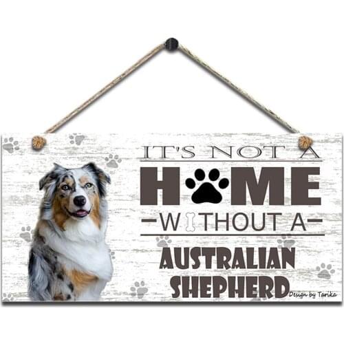Its Not A Home Without Australian Shepherd Retro Wooden Public Decorative Hanging Sign for Home Door Fence Plaques Decoration
