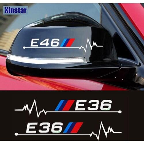 2pcs car rearview mirror sticker for bmw E30 E34 E36 E39 E46 E60 E61 E87 E90 E83 F10 F20 F21 F30 F35